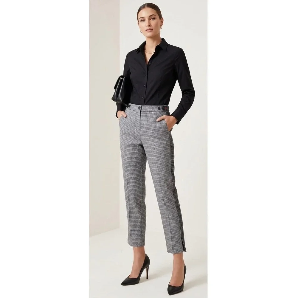 Rag & Bone Meki wool houndstooth plaid ankle pants Size 8 gray
